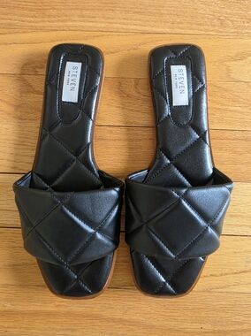 Steven Quilted Black Sandals